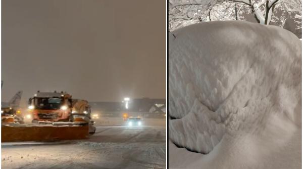 Cod roșu de ninsoare în București: Zboruri anulate, copaci căzuţi, zeci de maşini avariate