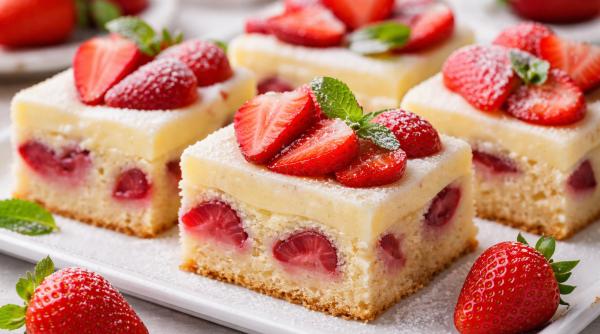 Prăjitură cu căpșuni și cremă de vanilie, gata în mai puțin de o oră