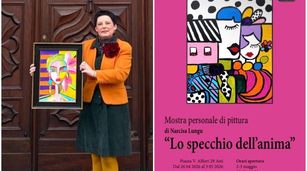 „Oglinda Sufletului”. Picturile realizate de Narcisa Lungu, expuse la Asti, Italia 