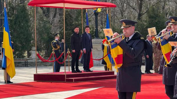 Zelenski a ajuns în România, la întâlnirea cu Nicușor Dan. A fost primit cu onoruri militare 