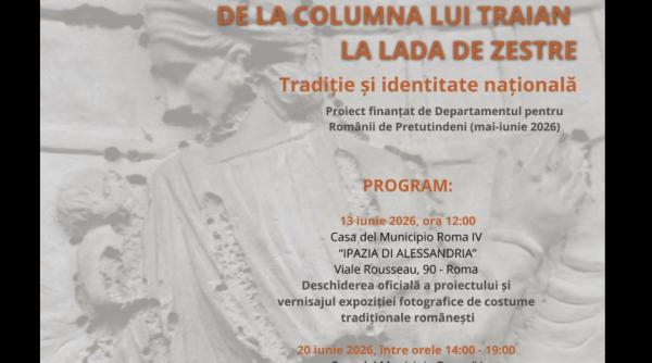 „De la Columna lui Traian la lada de zestre” - Expoziție, flashmob și paradă de costume tradiționale românești în inima Romei