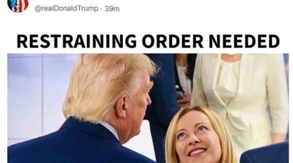 Donald Trump a publicat o fotografie ofensatoare cu Giorgia Meloni: "Am nevoie de ordin de protecție" 