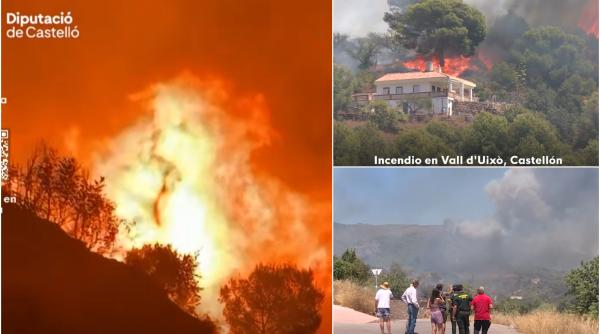 Incendiile fac prăpăd în provincia spaniolă Castellón, unde trăiesc mulți români: zeci de mii de persoane evacuate