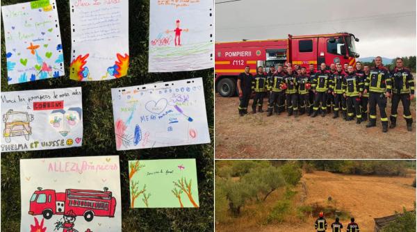 „Merci les héros!” Copiii francezi au mulțumit pompierilor români care au ajutat la stingerea incendiilor din sudul țării - FOTO