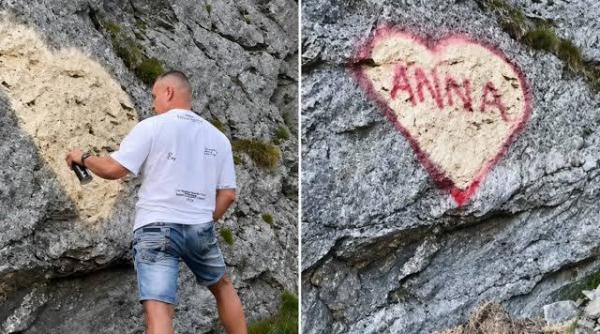 Individul care a desenat o inimă pe Transfăgărășan este pensionar la 55 de ani. Poliția l-a identificat 