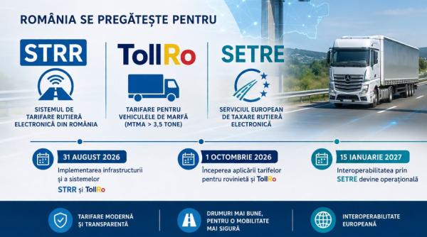 Nou sistem de taxare. Aplicarea tarifelor pentru rovinietă şi sistemul TollRo va începe la 1 octombrie