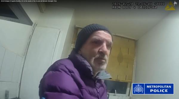 Poliția britanică a publicat imaginile cu arestarea lui Eugen, un român care și-a ucis colegul de cameră pentru 5 lire