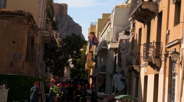 Clădire prăbușită după o explozie în centrul Atenei. MAE confirmă că nu sunt români afectați
