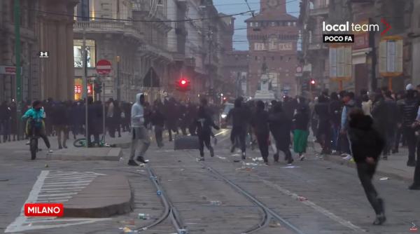 Proteste în Italia: Milano, scena unor confruntări violente cu poliția. Magazine jefuite, vitrine sparte și zeci de persoane reținute